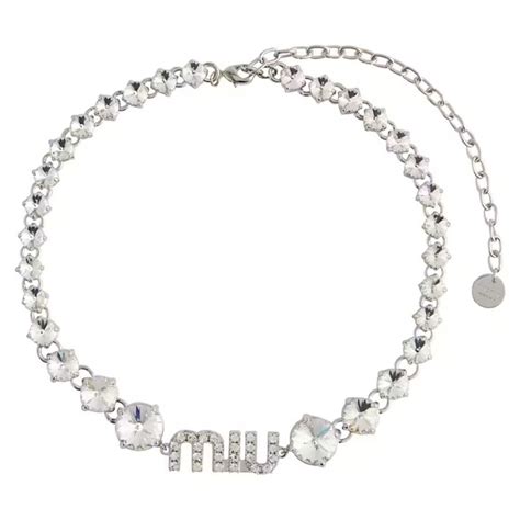 miu miu crystal choker|miu mi u pendant necklace.